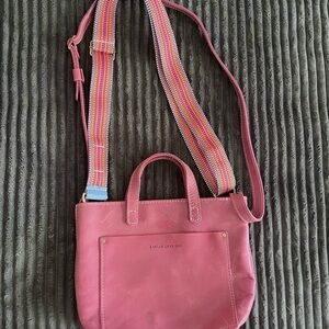 Portland Leather Rose Mini Crossbody Bag with Multicolor Strap